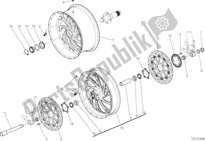 All parts for the Wheels of the Ducati Diavel Xdiavel Sport Pack Brasil 1260 2017